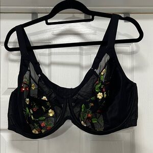 Elomi Black Bra with Floral Embroidery